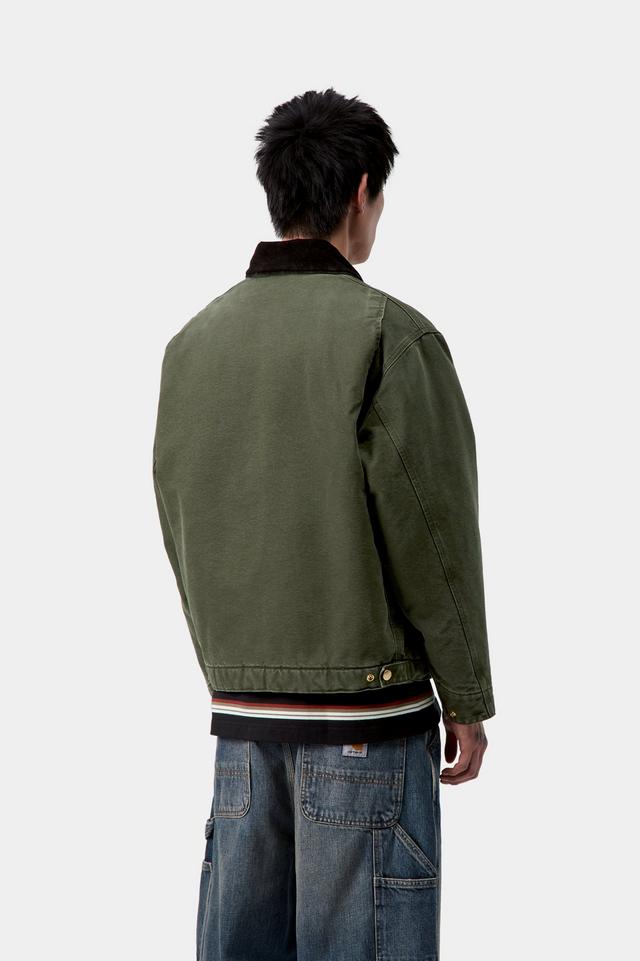 Carhartt WIP OG Detroit Jacket-Olive / Black Olive / Black model front view