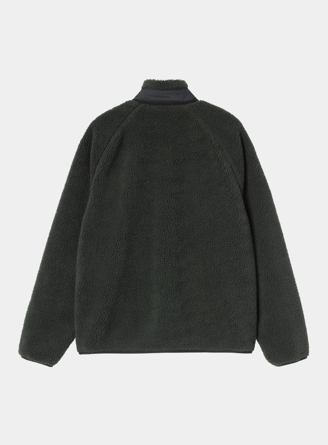 Carhartt WIP Prentis Liner in Raven / Black, back view, with a high funnel neck and textured pile finish.