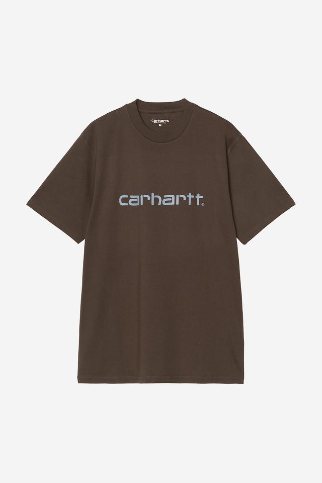 Brown t-shirt with Carhartt logo on a white background