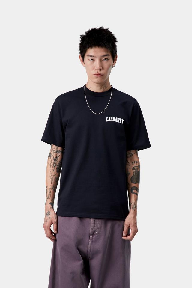 S/S University Script T-Shirt-Deep Night / White