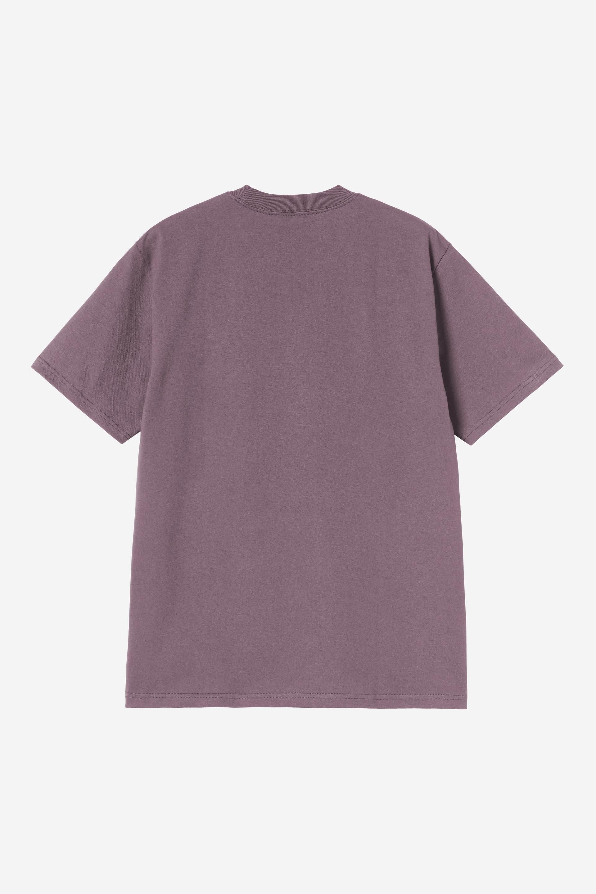 Carhartt WIP Short Sleeve University Script T-Shirt-Phlox / White Phlox / White model front view