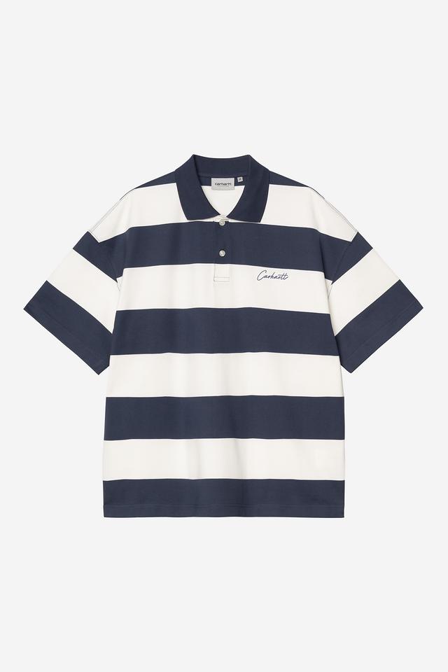 Carhartt WIP S/S Delray Polo-Delray Stripe Blue Delray Stripe Blue front view