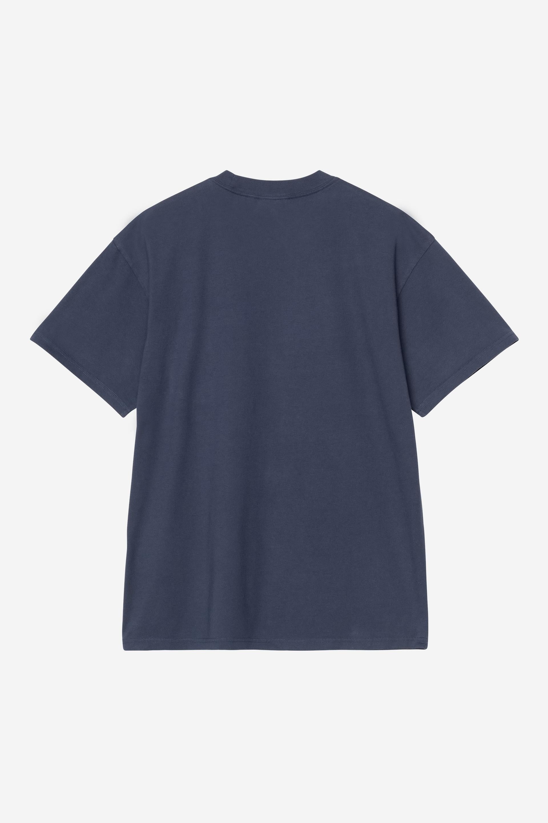 Carhartt WIP Short Sleeve Pond Corps Pocket T-Shirt-Blue Blue model front view