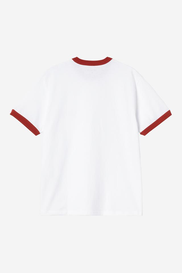 Carhartt WIP Ip Ringer T-Shirt White / Red / Red model front view