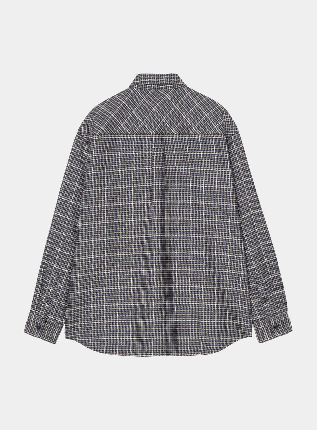 Carhartt WIP L/S Todrick Shirt in Todrick Houndstooth, Icesheet, back view with long sleeves and button cuffs