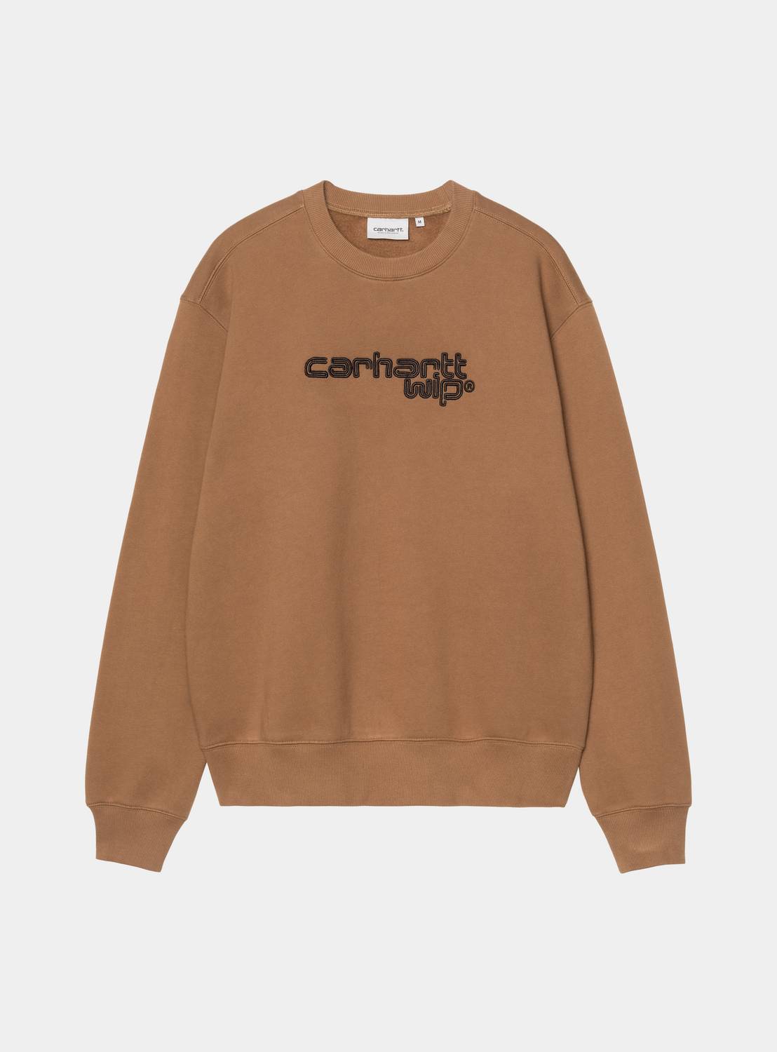 Carhartt WIP Wireless Sweatshirt in WIP Hamilton Brown / Black, front view, with embroidered logo on chest.