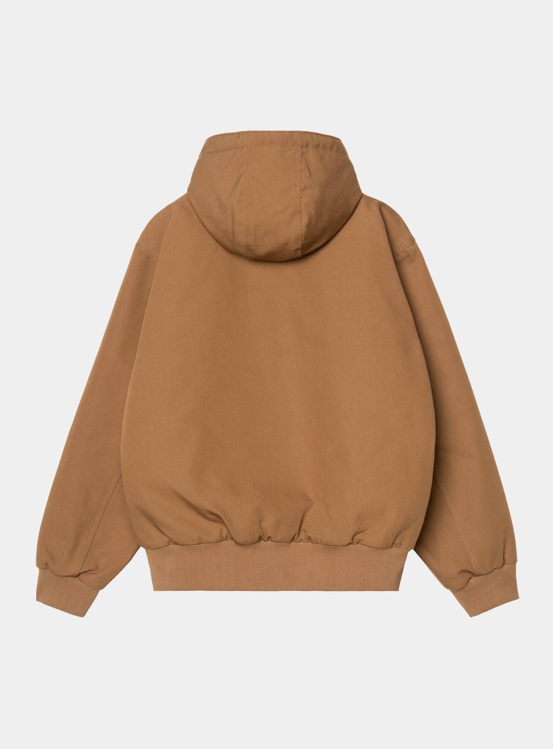 Back view of Carhartt WIP OG Active Jacket in WIP H Brown, showing hood, ribbed cuffs, and hem.