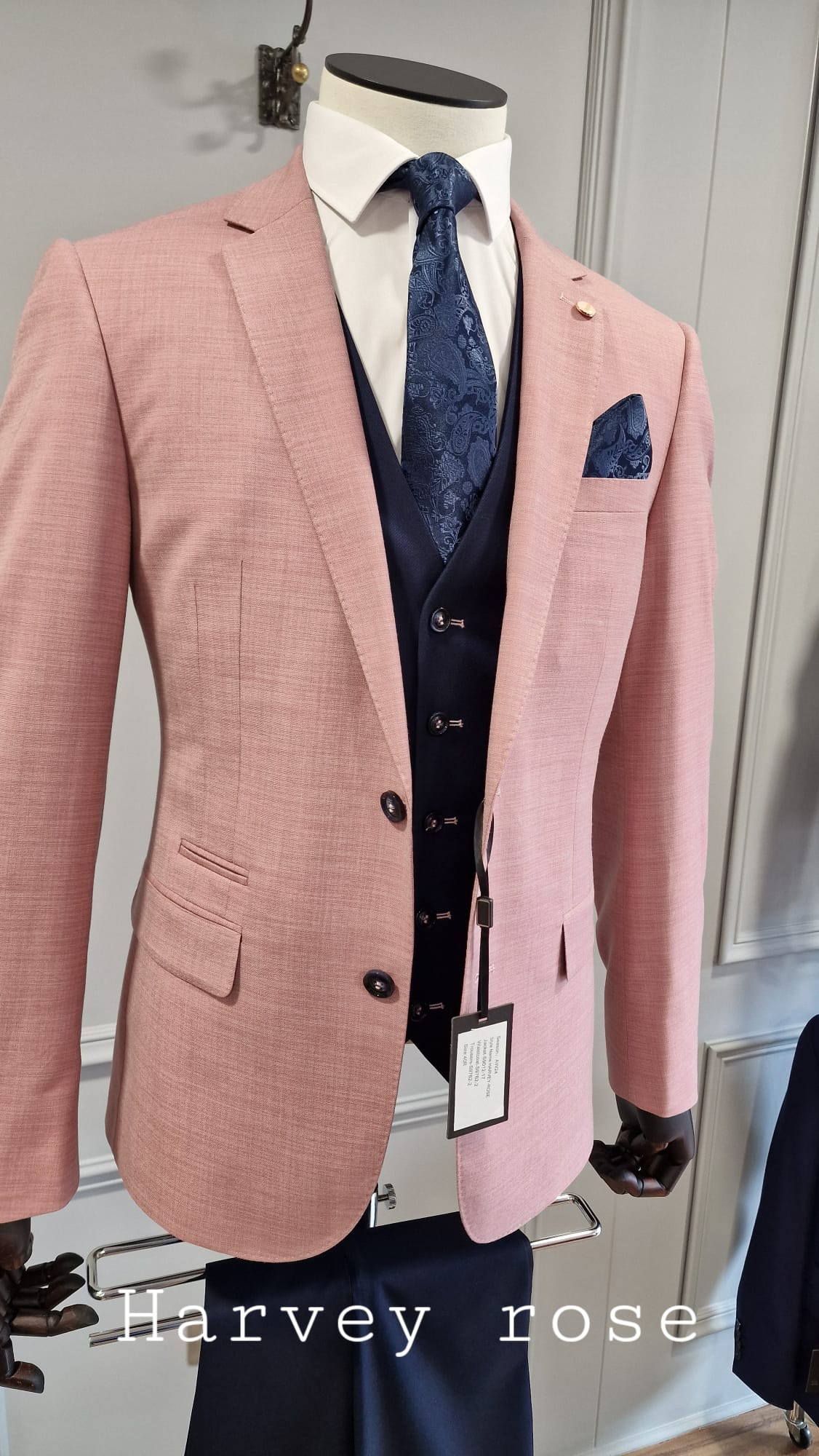 Men's Harvey 3 Piece Suit - Rose-Front View