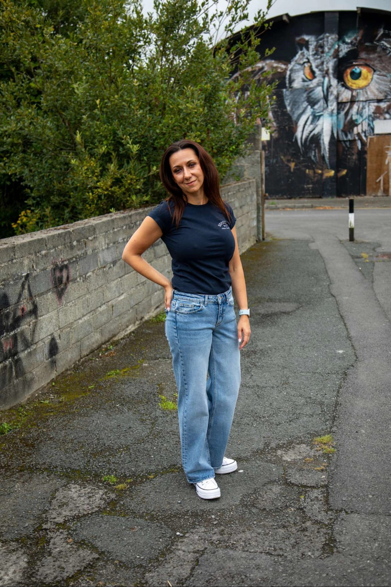 ONLY Juicy Low Waist Wide Leg Denim Jeans Light Blue Denim model front view