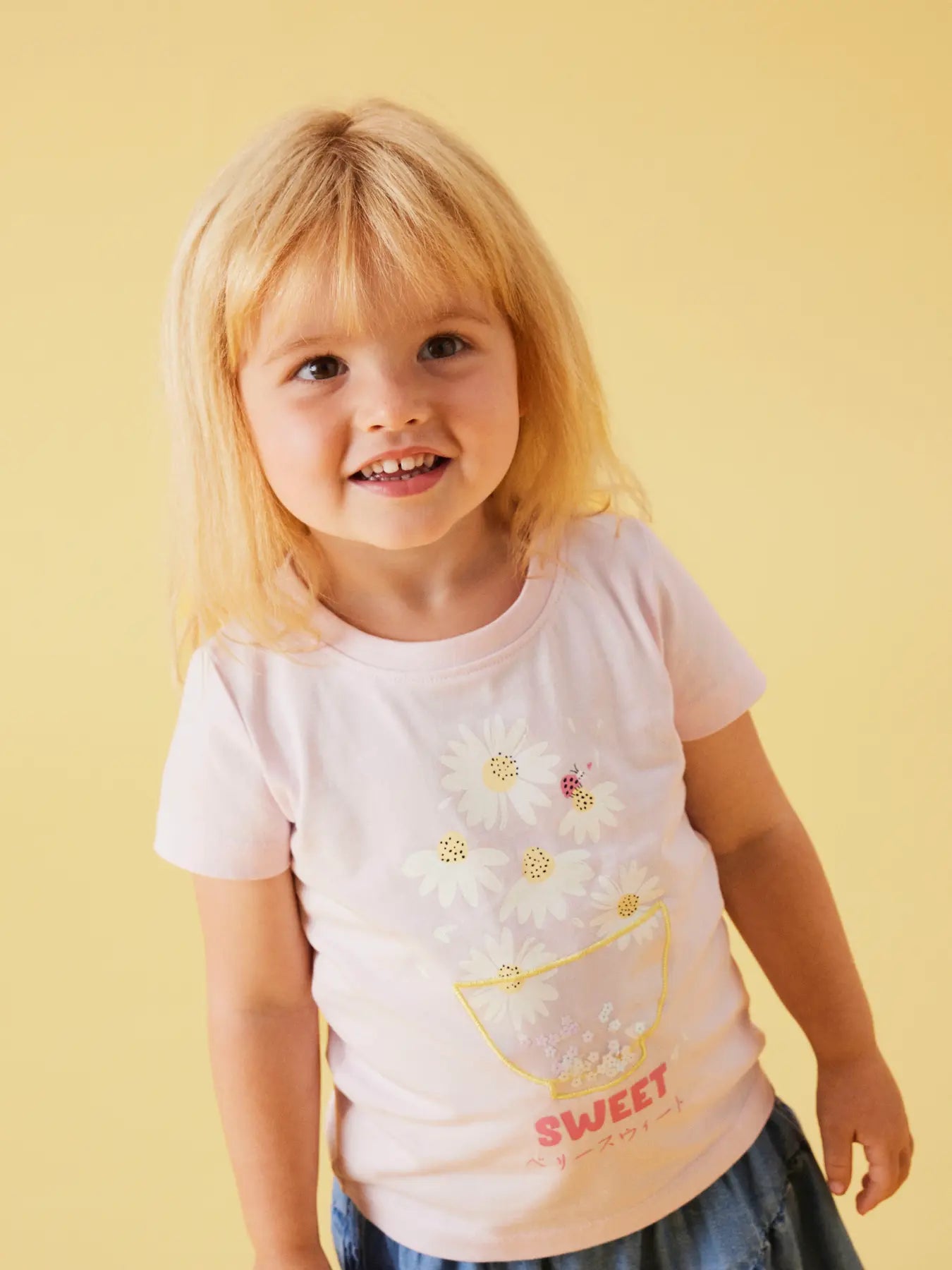 NAME IT Joline Short Sleeve Top Cradle Pink model front view