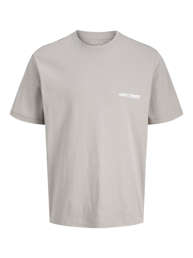 Gray t-shirt with a brand logo on a white background