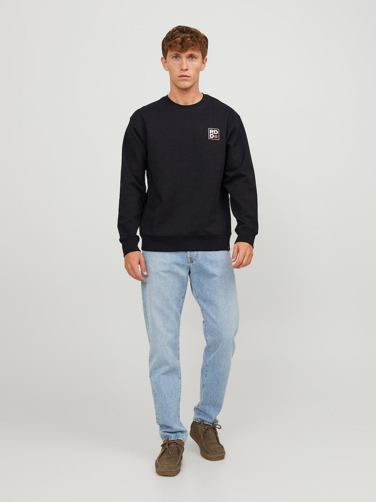 R.D.D Dean Sweat Crew Neck Long Sleeve - Black BLACK model front view