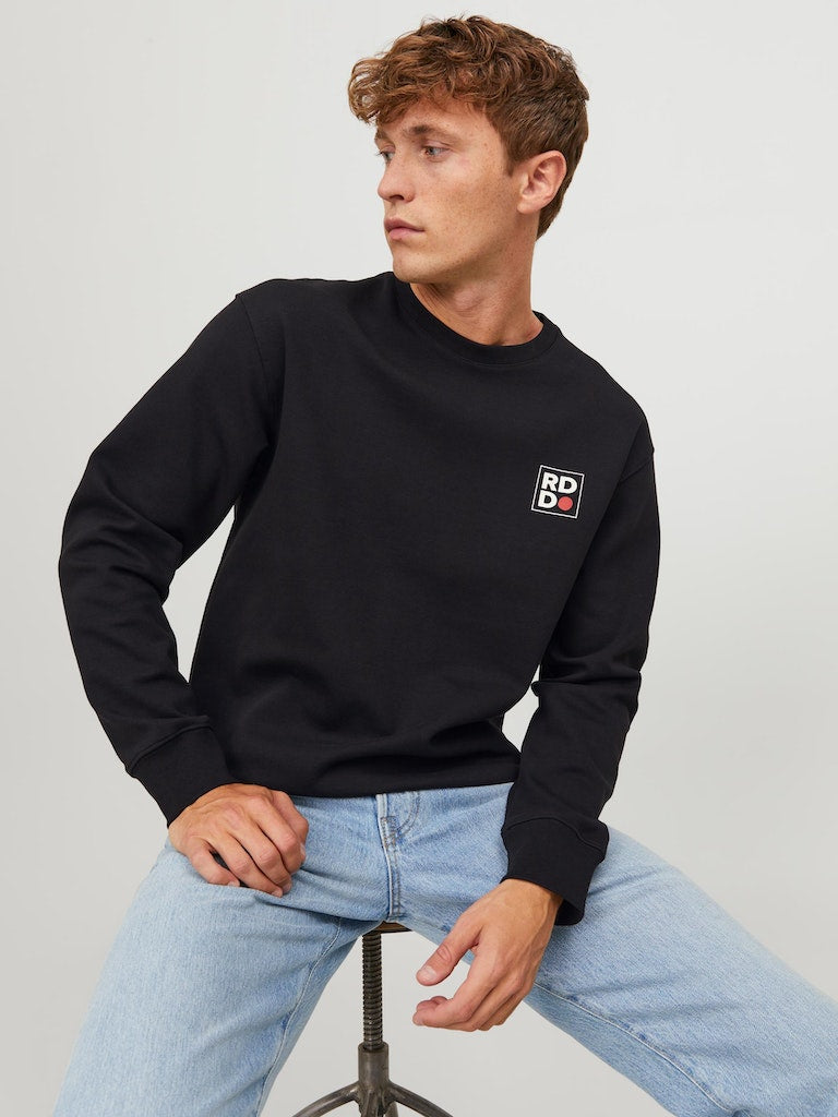 Men's Dean Sweat Crew Neck Long Sleeve - Black-Front View 2
