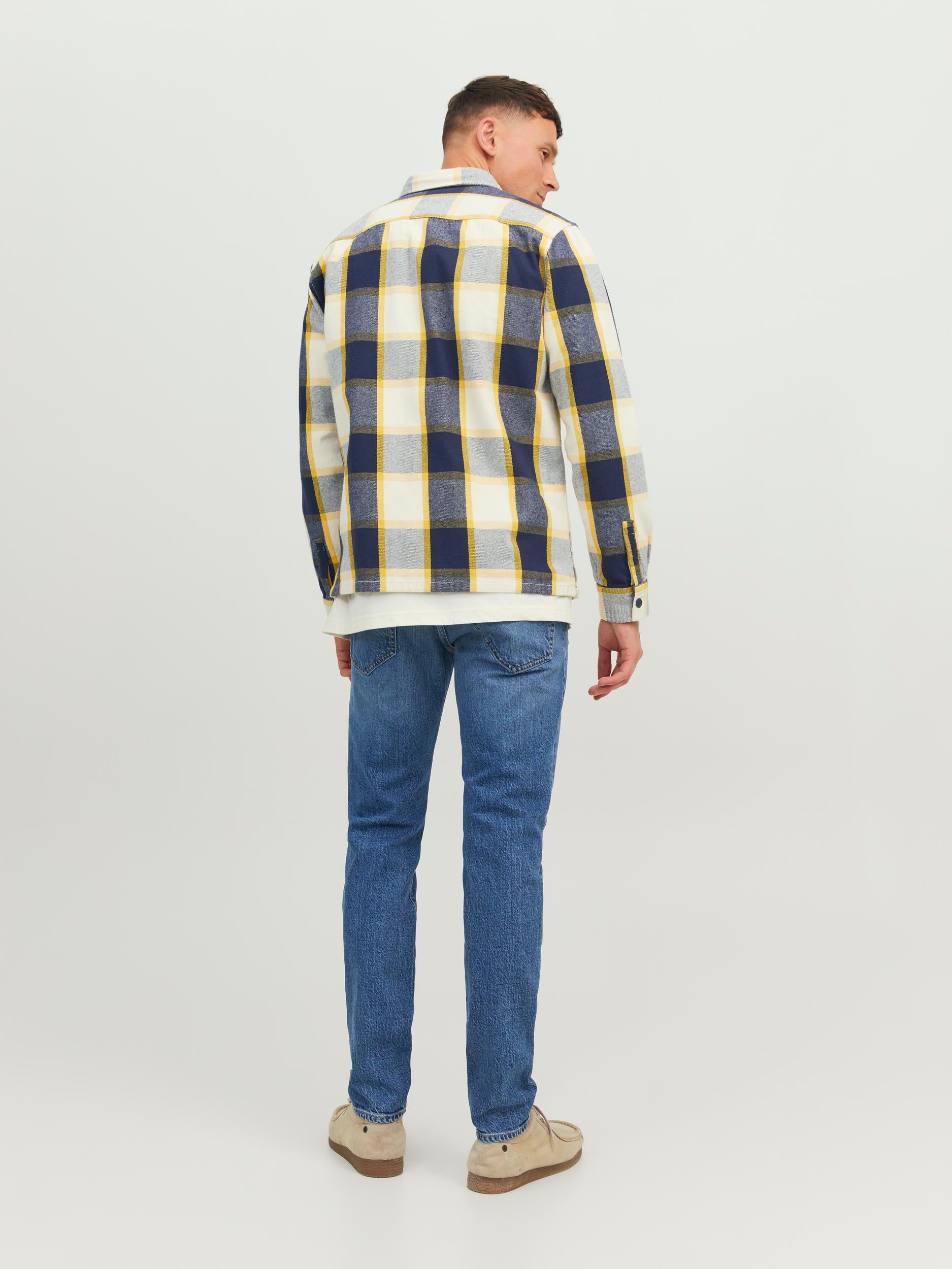 Men's Brady Check Overshirt Long Sleeve-Ceylon Yellow-Back View