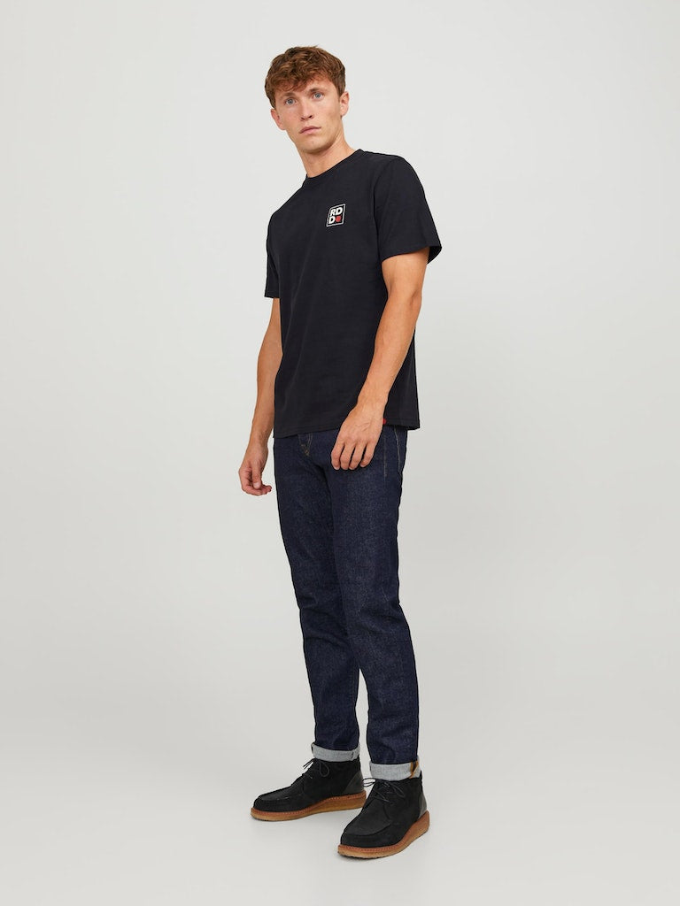 Aaron Black Crew Neck Tee-Full model view