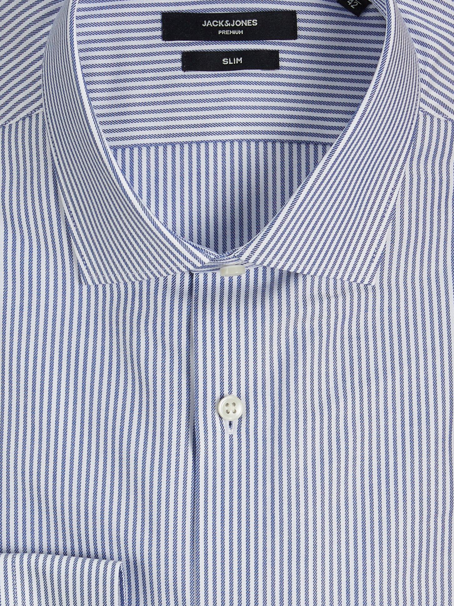 Men's Parker Stripe Shirt Long Sleeve-Perfect Navy-Close Up View