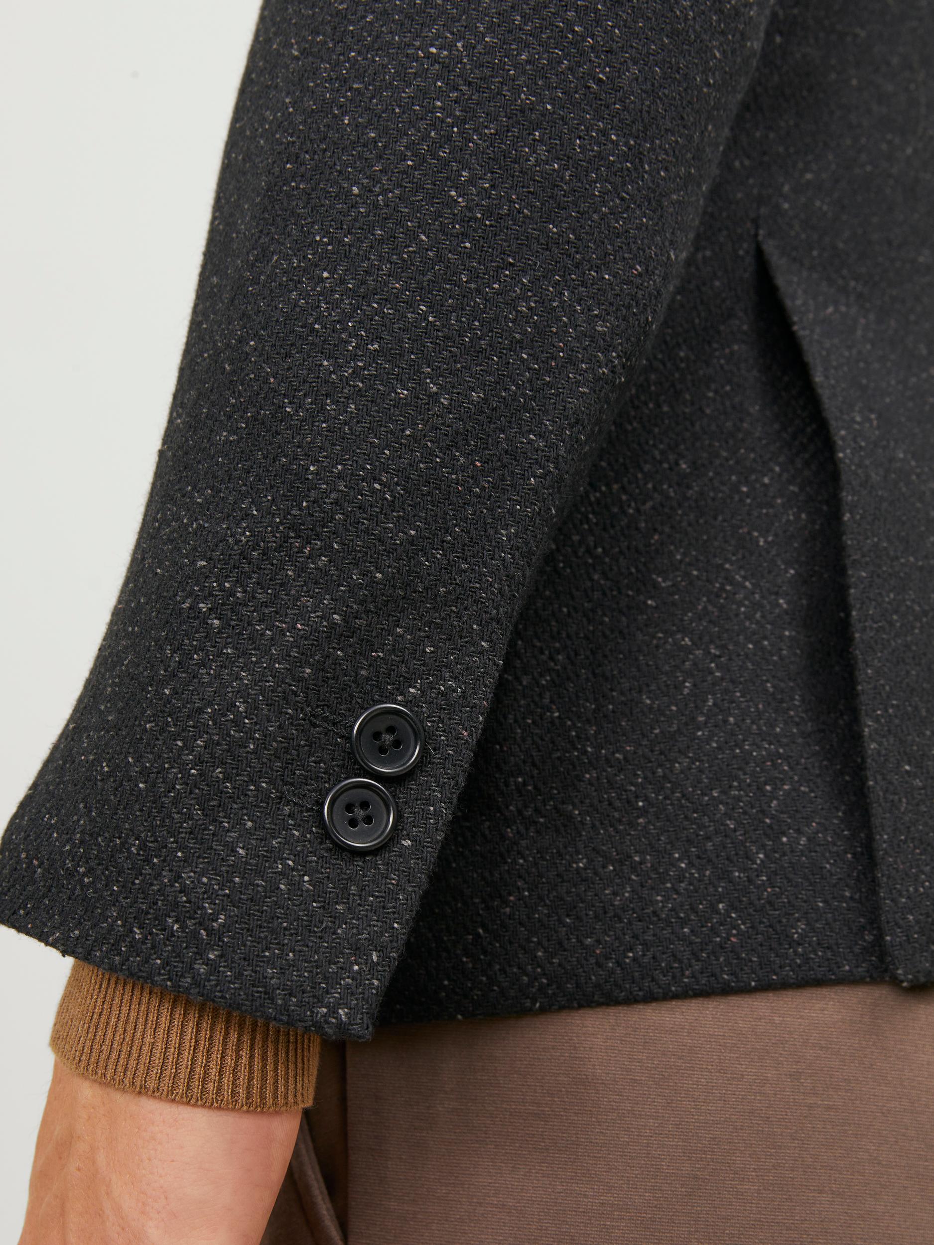 JACK JONES PREMIUM Tweed Blazer Slim Fit-Black Beauty Black Beauty flat front view