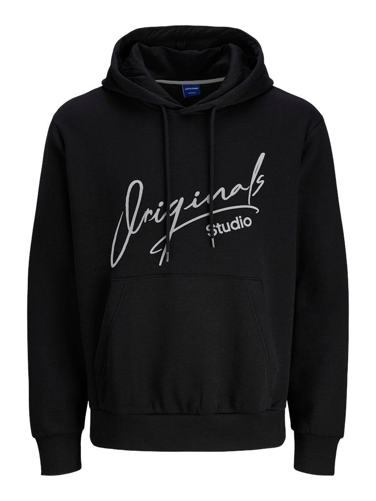 JACK JONES ORIGINALS Signature Black Sweat Hoodie BLACK front view