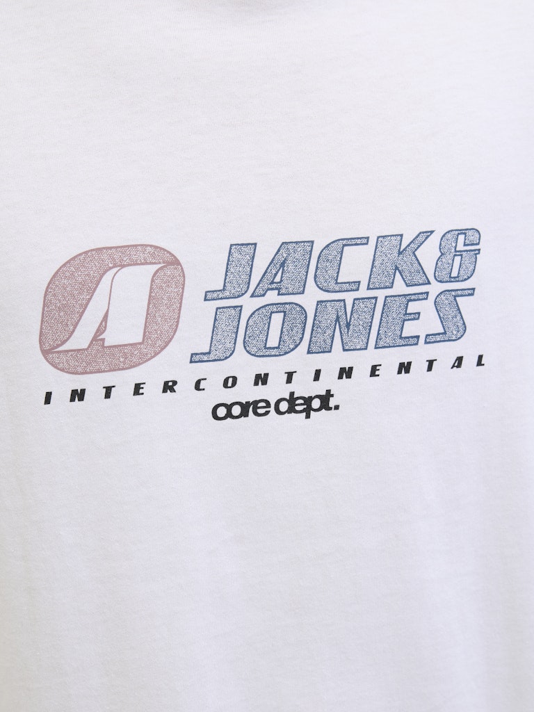 JACK JONES CORE Tier Front Print Bright White Tee Bright White flat front view