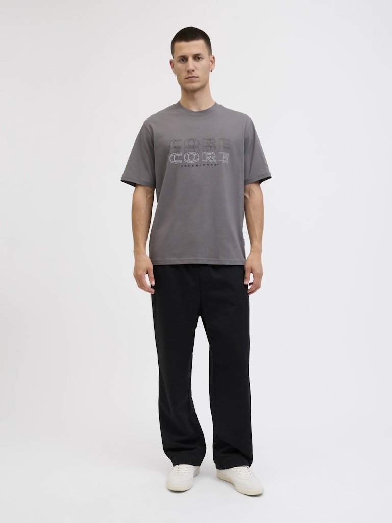 Men's Fusion Big Branding Tee Short Sleeve Crew Neck-City Skyline-Model Full Front View