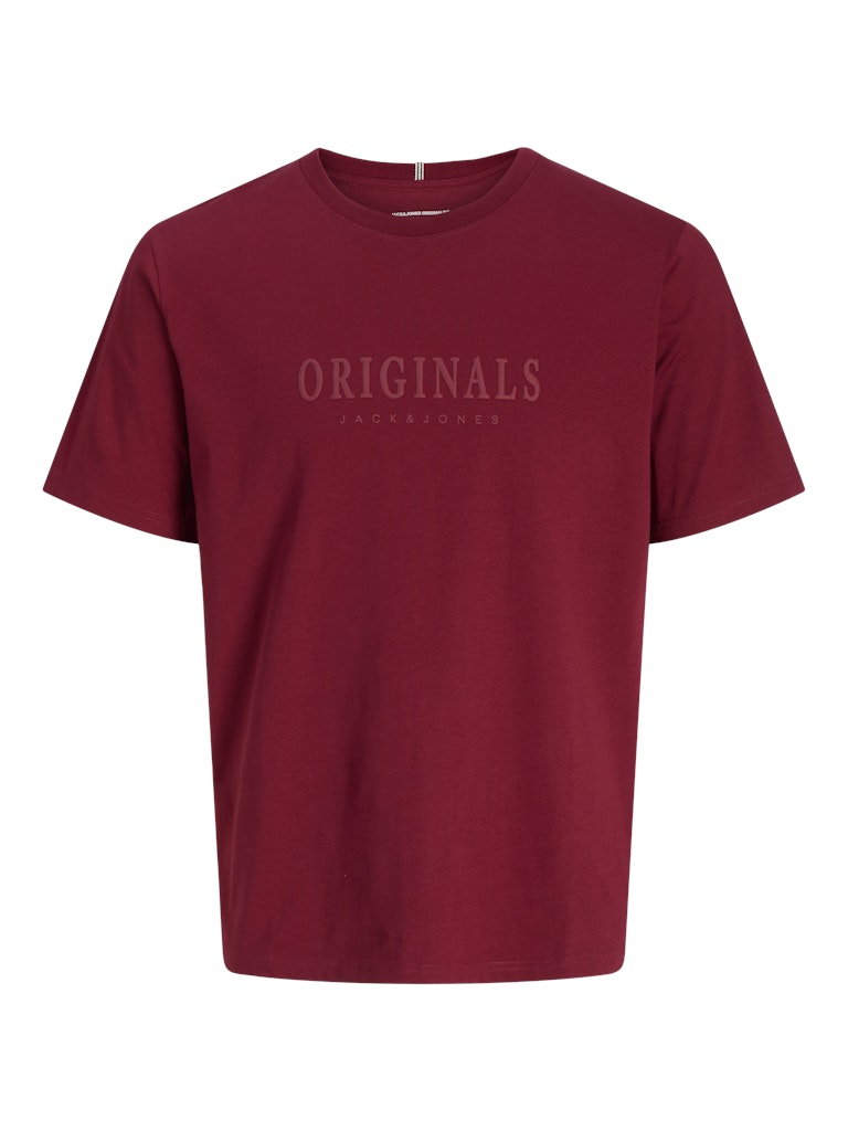 JACK JONES ORIGINALS Frederiksberg Tee Short Sleeve Crew Neck-Tibetan Red Tibetan Red front view