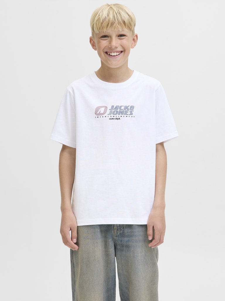 Jack Jones Youths Tier Junior Tee-Bright White Bright White front view