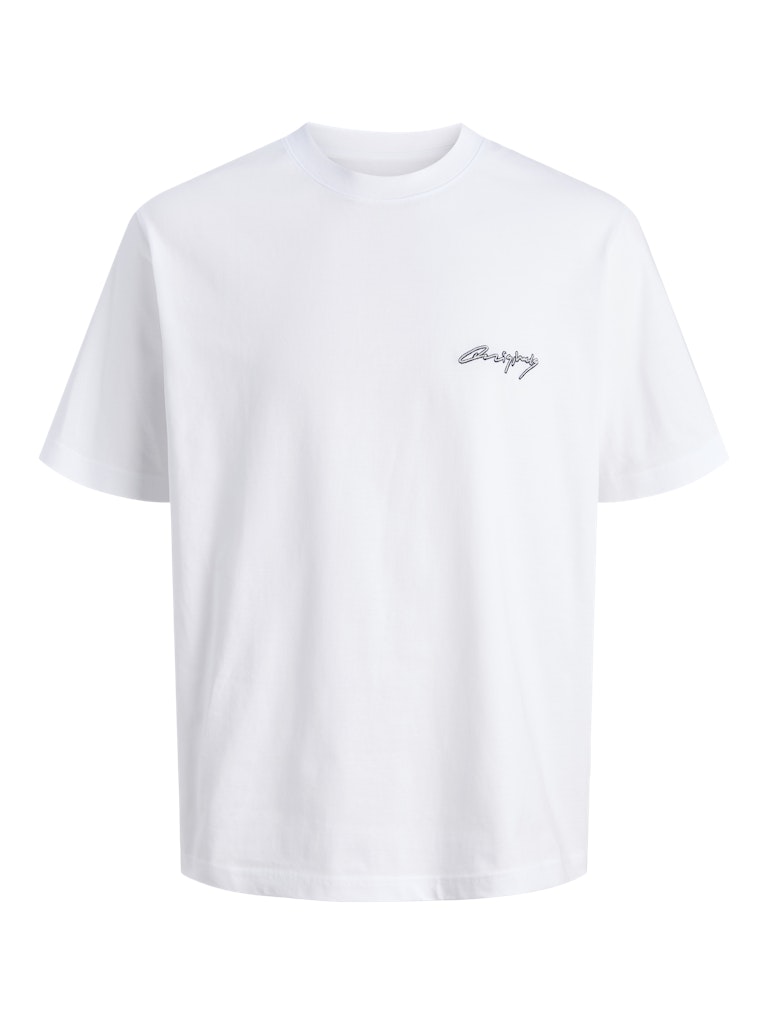 JACK JONES ORIGINALS Nostalgia Chest Tee-Bright White Bright White front view
