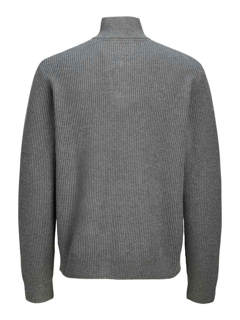 JACK JONES PREMIUM Blurichard Knit High Neck-Medium Grey Melange Medium Grey Melange model front view