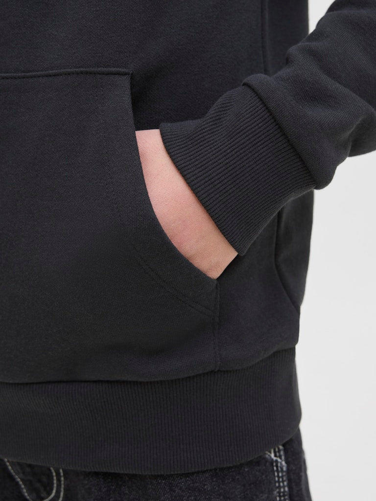 Jack Jones Youths Ari Branding Black Sweat Junior Hoodie Black back view