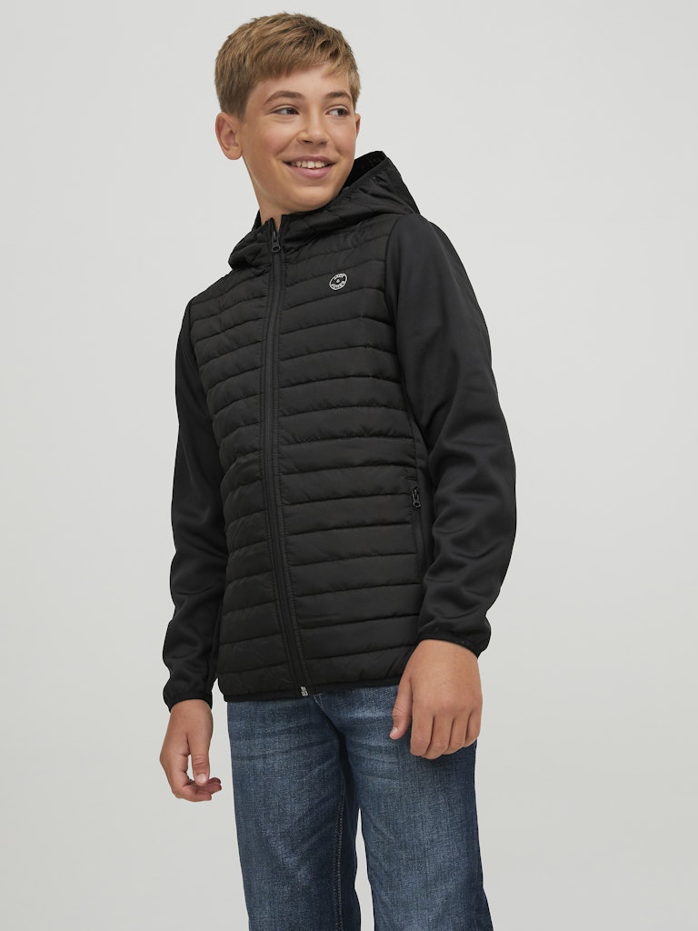 Multi Quilted Jacket Junior-Black-Closer View of the Front
