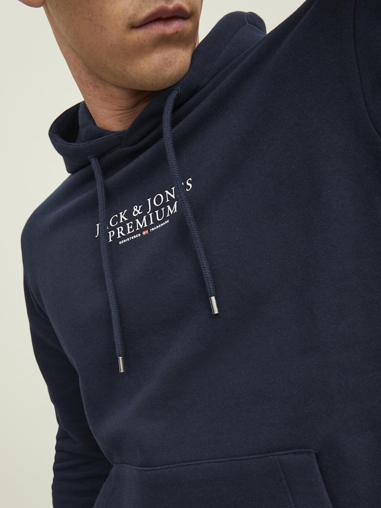 Men's Archie Sweat Hood-Navy Blazer-Logo View