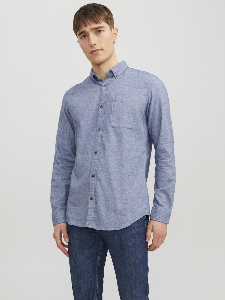 JACK & JONES Classic Faded Denim Melange Shirt Faded Denim front view
