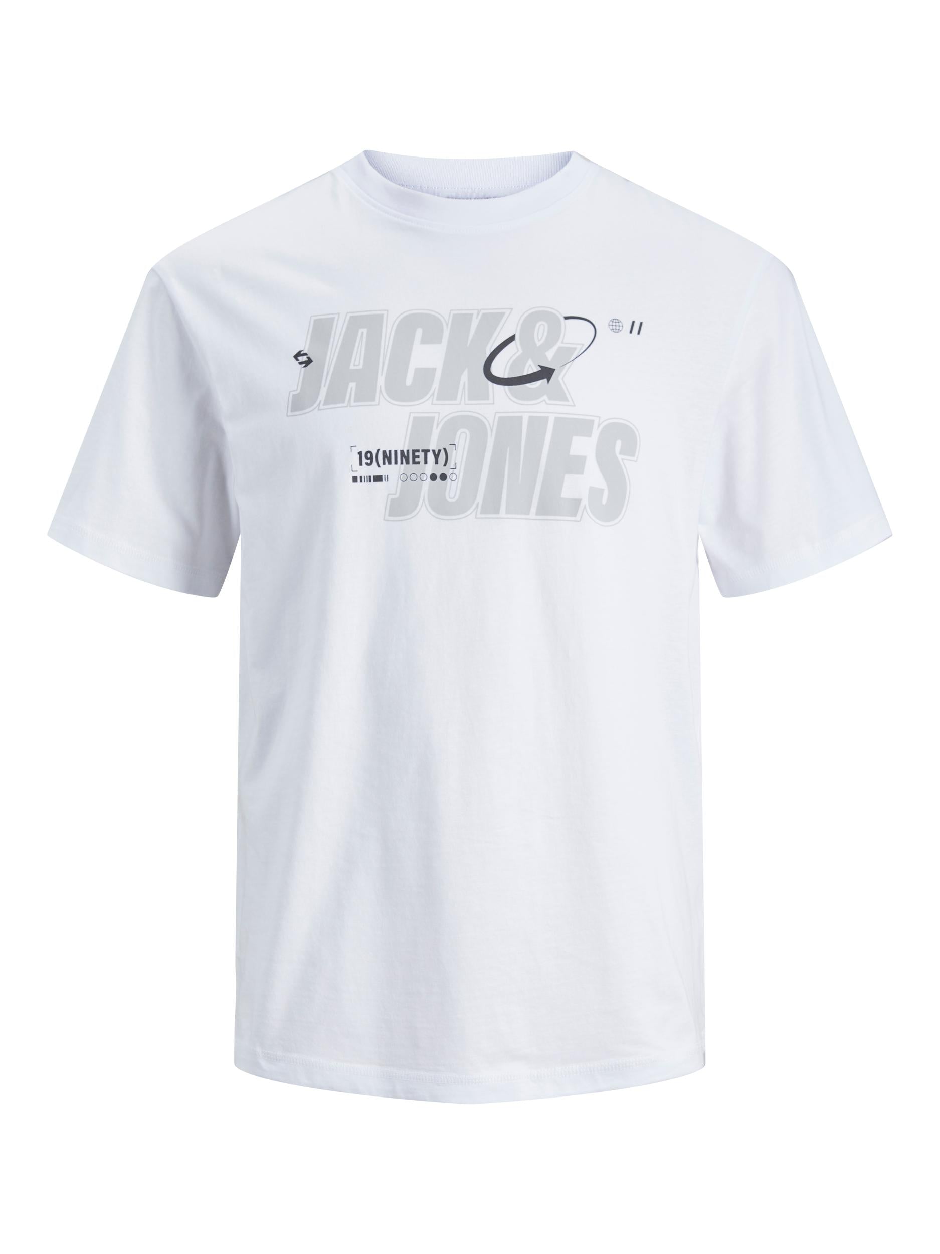 JACK JONES CORE Black Tee Short Sleeve Crew Neck-White White front view