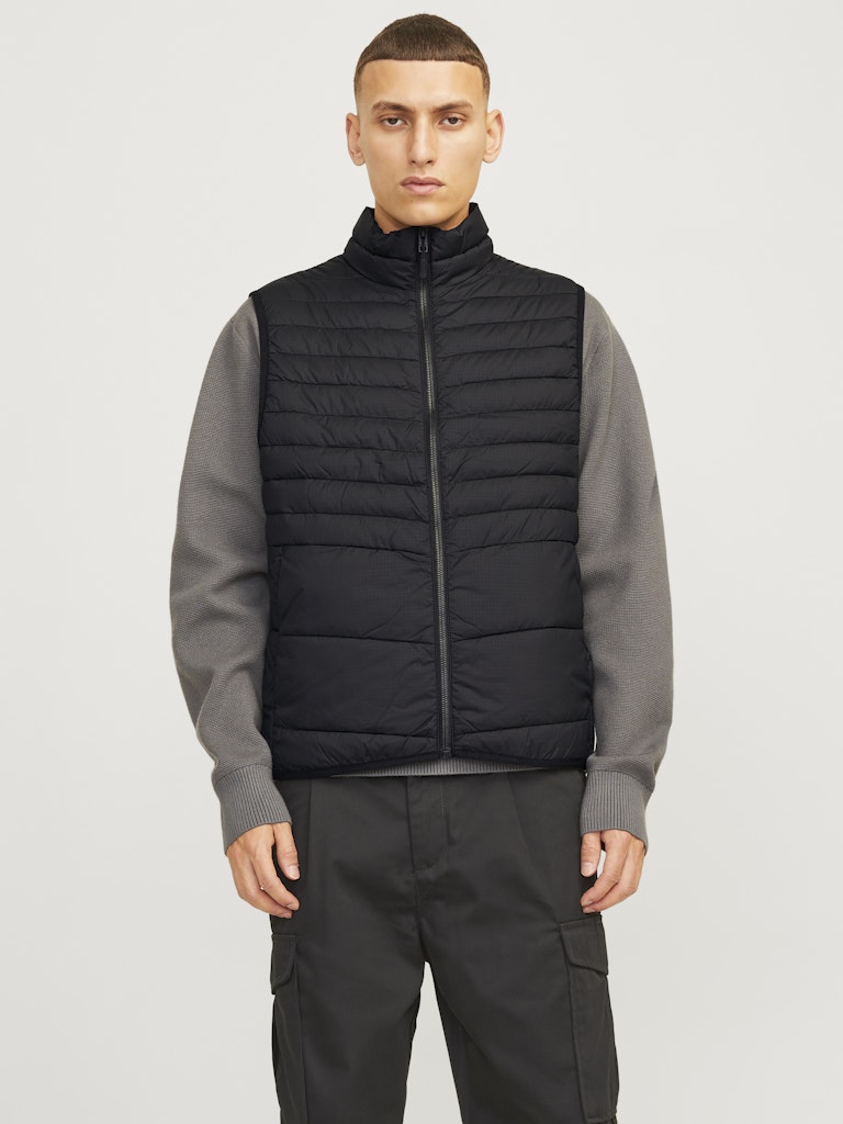 JACK & JONES State Packable Collar Gilet-Black Black front view