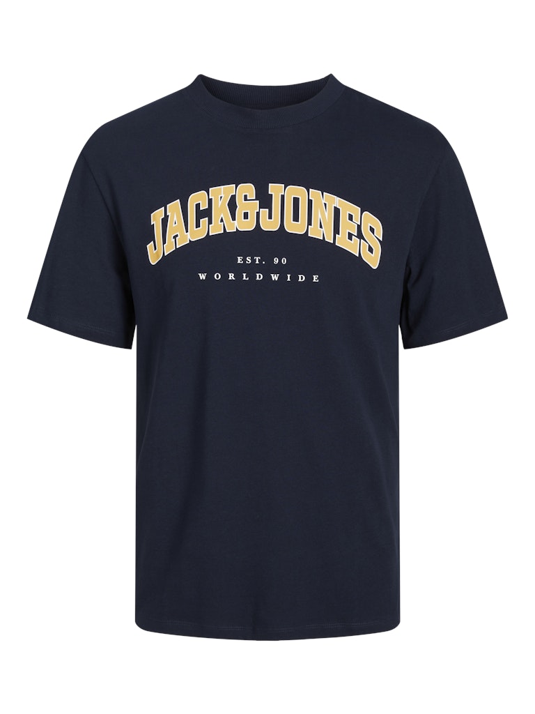 JACK & JONES Caleb Varsity Tee Short Sleeve O-Neck-Navy Blazer Navy Blazer flat front view
