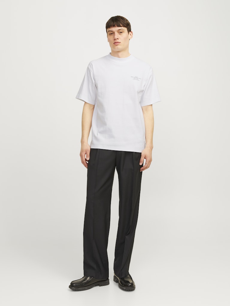 JACK JONES PREMIUM Chad Branding Short Sleeve Crew Neck Tee-Bright White Bright White model front view