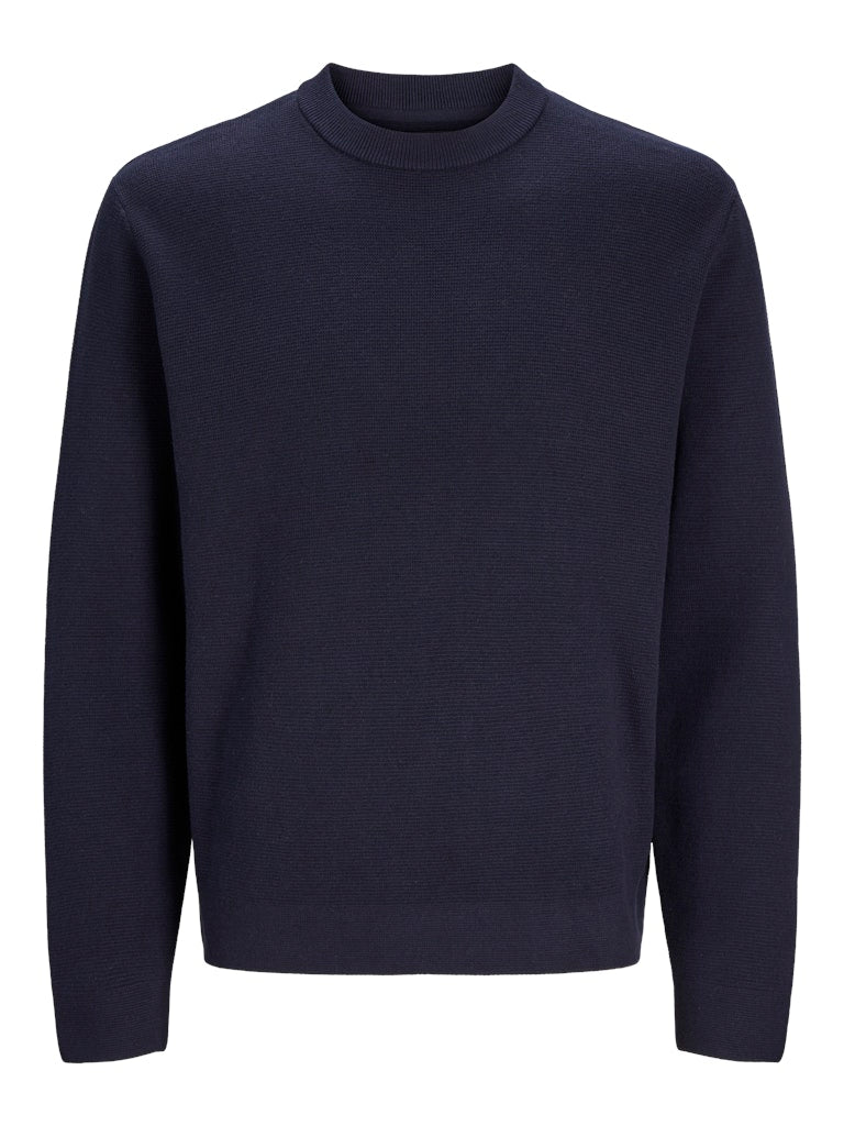 JACK & JONES PREMIUM Milano Stitch crew-neck knit in Night Sky front product view