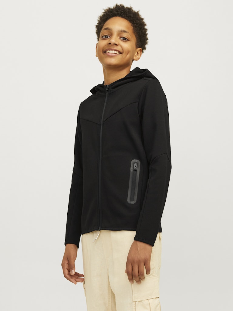 Jack Jones Youths Fusion Sweat Zip Hood Junior-Black Black front view