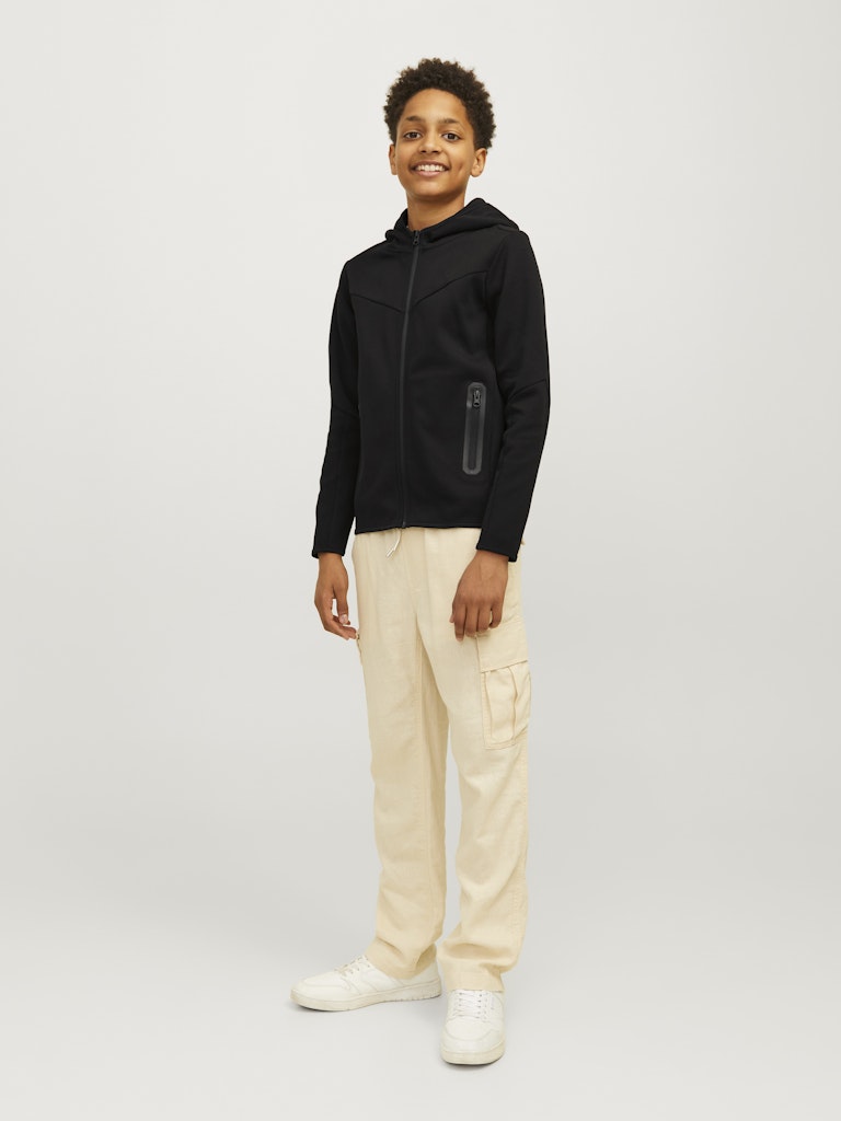 Jack Jones Youths Fusion Sweat Zip Hood Junior-Black Black model front view