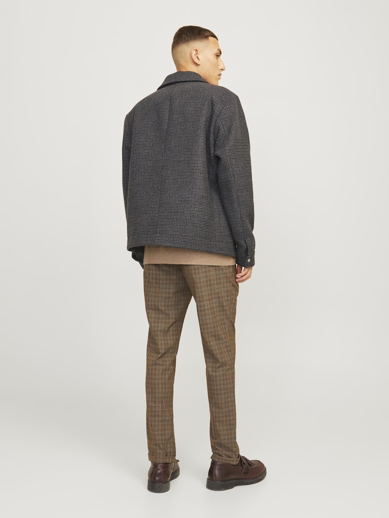JACK JONES PREMIUM Russel Wool Blend Black/Houndstooth Jacket BLACK/HOUNDSTOOTH flat front view