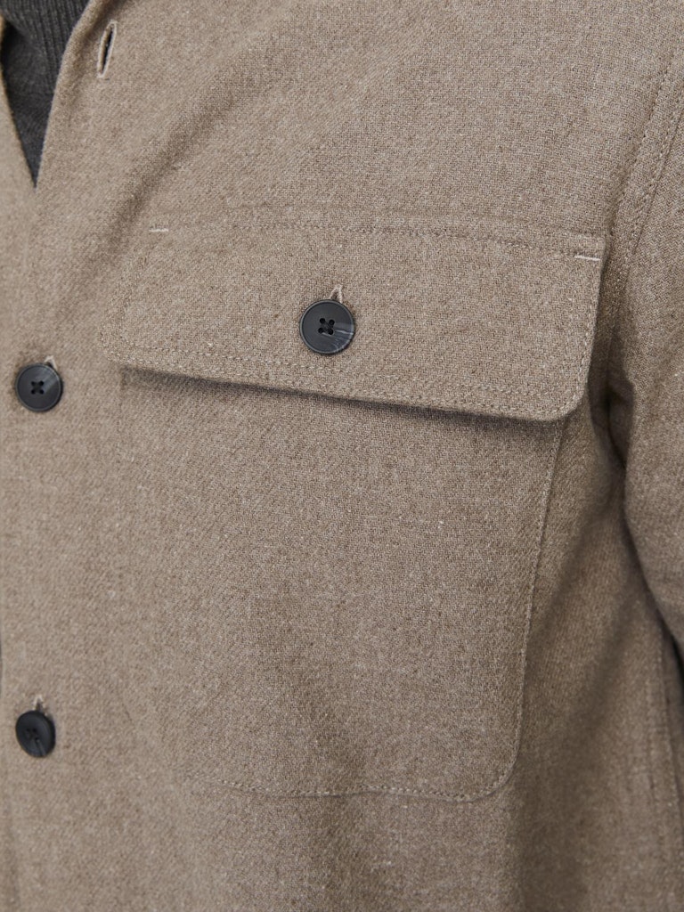 JACK JONES PREMIUM Raymond Melange Solid Overshirt -Greige Greige alternate view