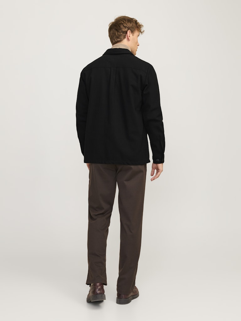 JACK JONES PREMIUM Raymond Melange Solid Long Sleeve Overshirt-Black Beauty Black Beauty detail view