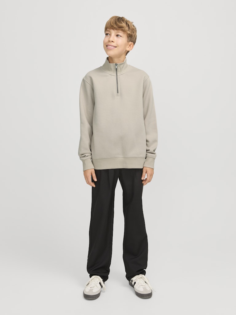 Jack Jones Youths Bradley Sweat Junior Half Zip-Moonbeam Moonbeam model front view