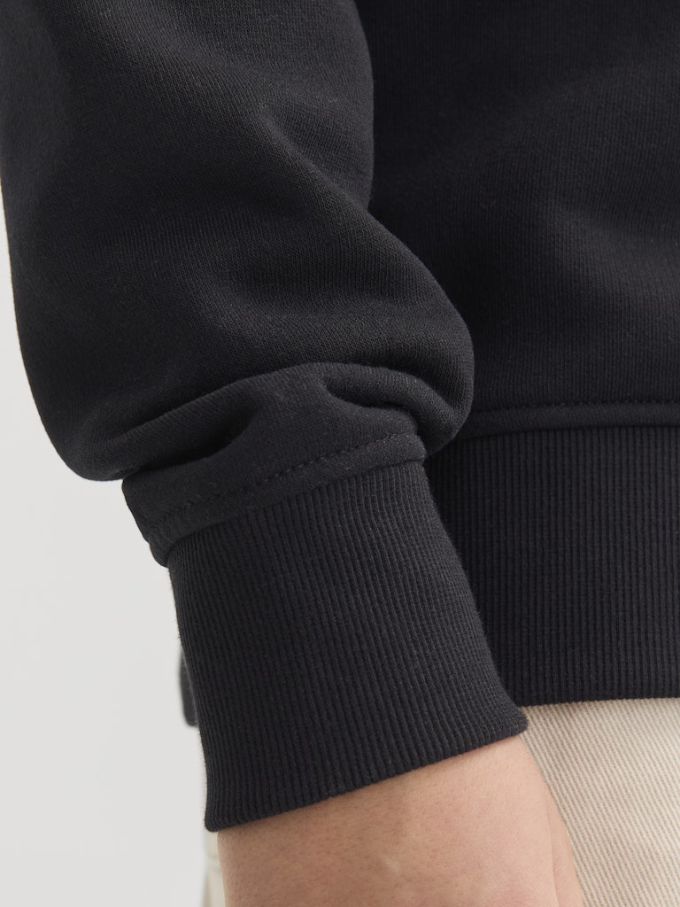 Bradley Sweat Junior Half Zip-Black-Sleeve cuff view