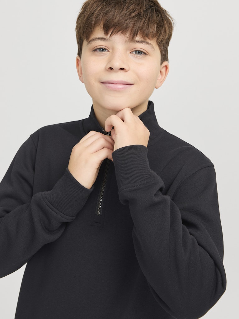Jack Jones Youths Bradley Sweat Junior Half Zip-Black Black back view