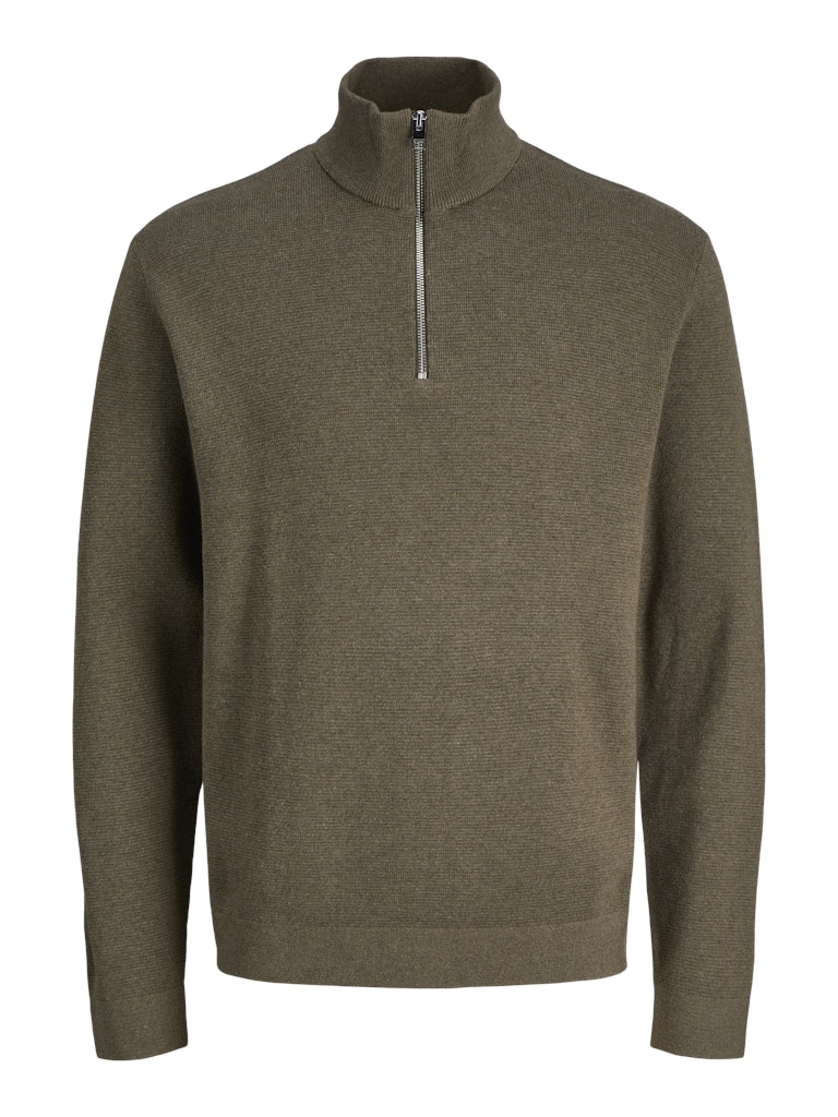 JACK JONES PREMIUM Milano Stitch Half Zip Knit-Stone Gray stone gray side view