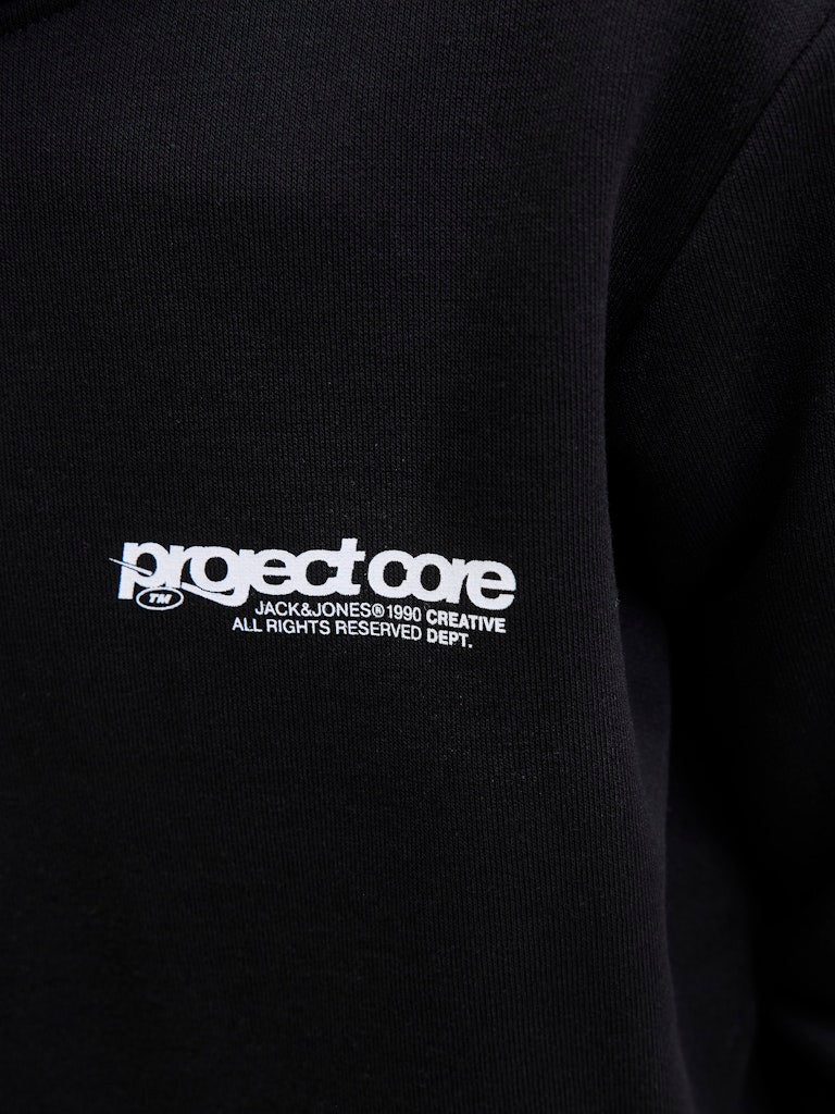 Boy's Union Print Sweat Hood Junior-Black-Writing View