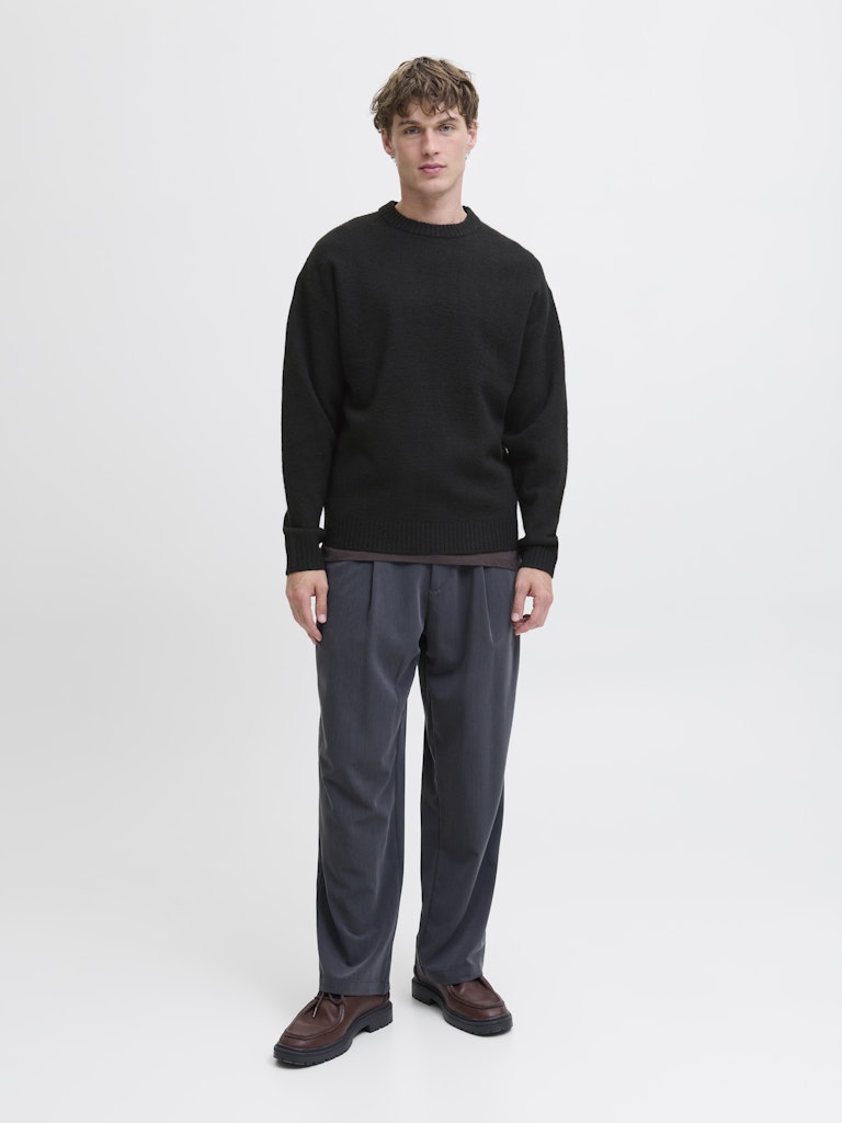 JACK & JONES Soho Ollie Crew Neck Black Knit Black model front view