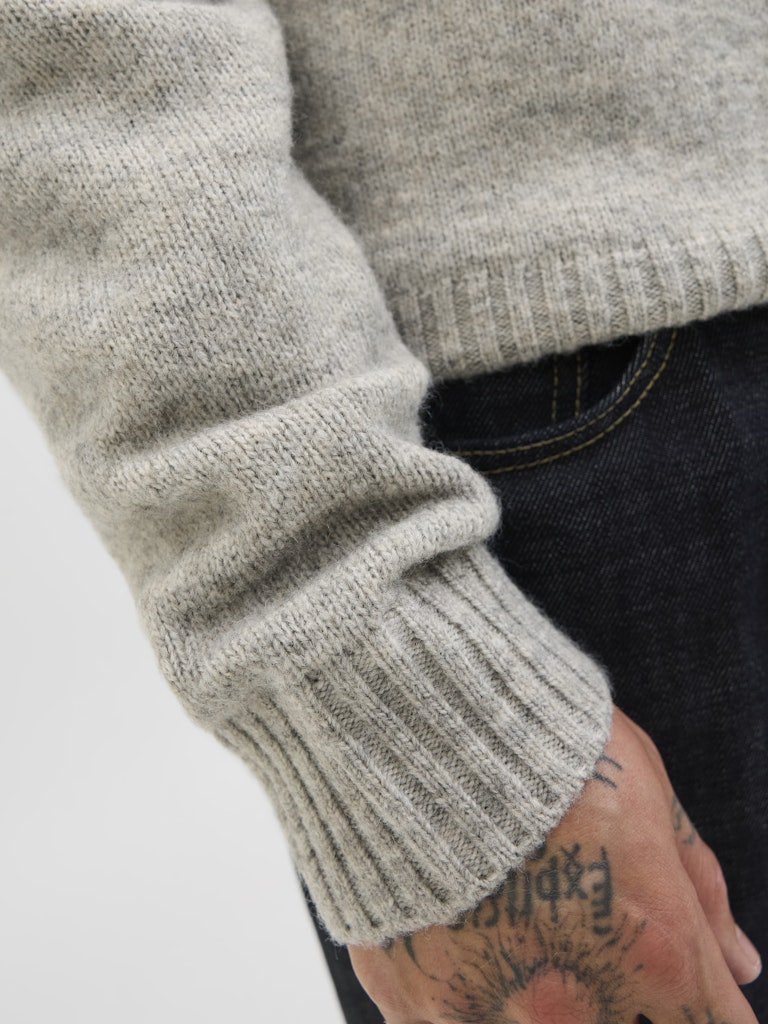 JACK & JONES Soho Ollie Crew Neck Knit-Light Grey Melange Light Grey Melange flat front view