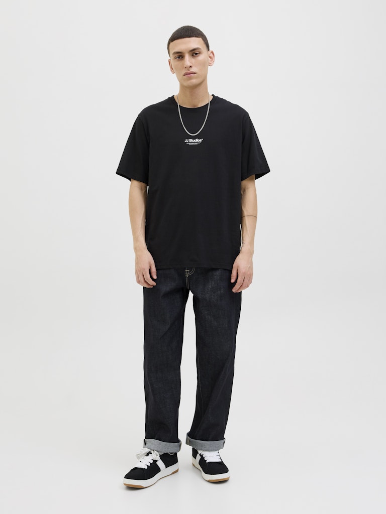 Men's Soho Tee Short Sleeve Crew Neck-Black-Model Full Front View